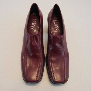 Franco Sarto Women's Wine Leather Slip-On Heels